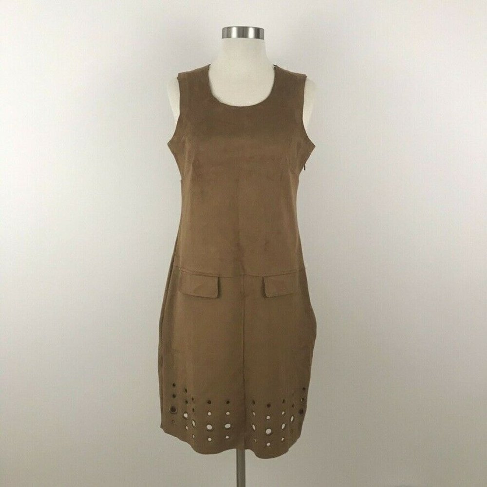 YEST Dress Women Size 10 Tan Suede‎ Sleeveless Shift